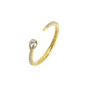 
Gold-plated open claw ring with large Cubic Zirconia on one side and small

