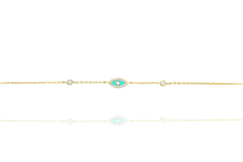 Gold-Plated Silver Bracelet with Enamel Eyes

