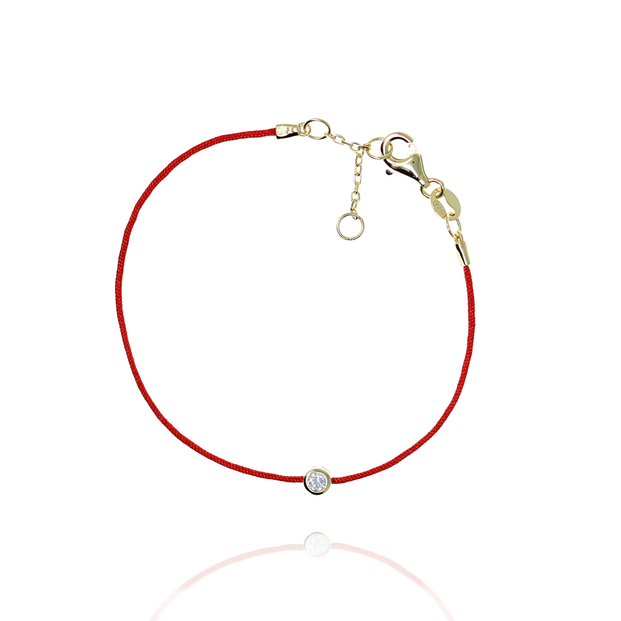 

Gold Plated on Silver Red String Bracelet with Small Cubic Zirconia (CZ)

