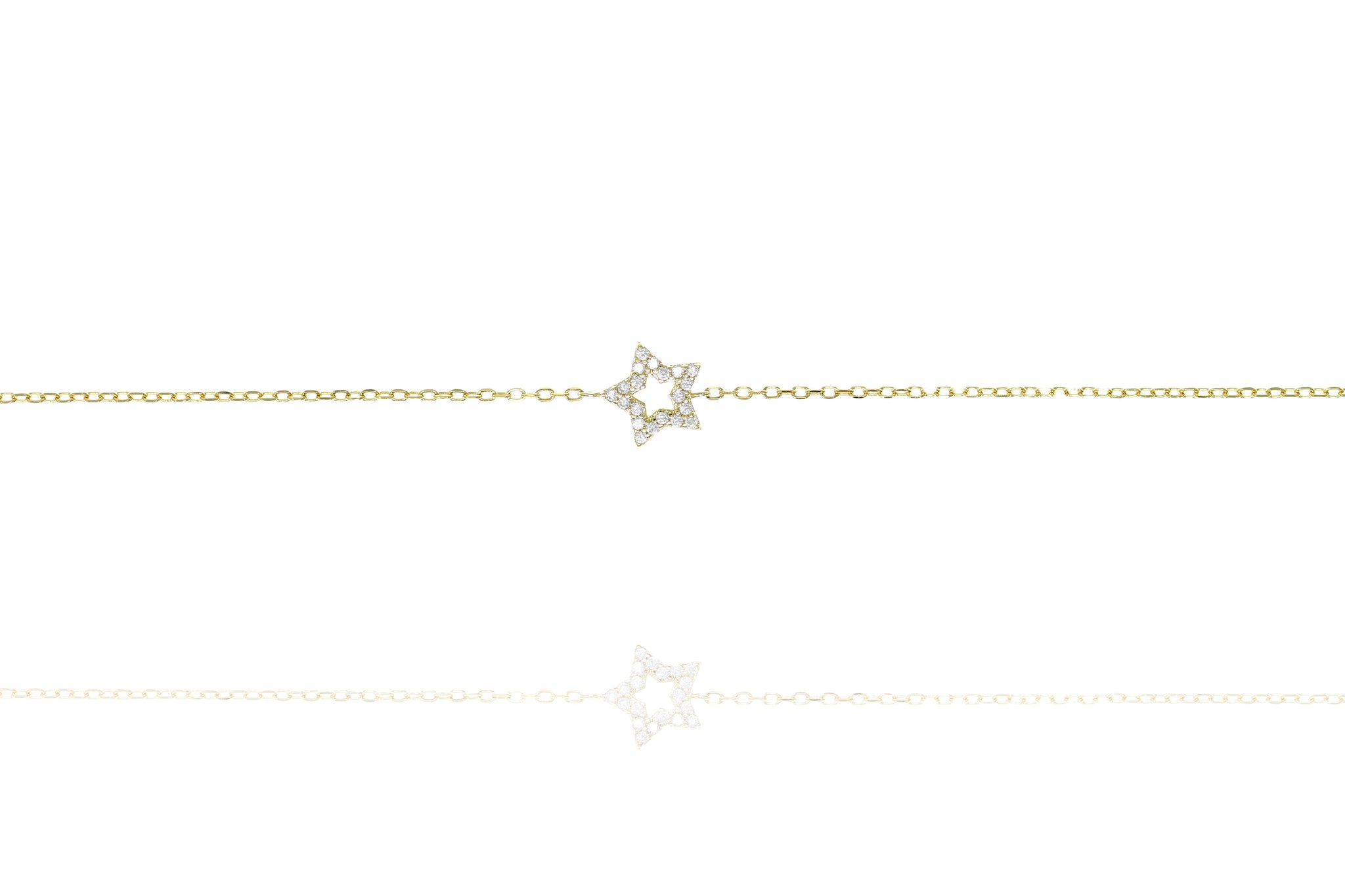 
Gold plated silver chain bracelet with cubic zirconia set star

