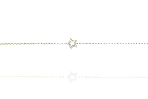 
Gold plated silver chain bracelet with cubic zirconia set star

