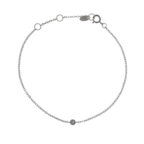 

Sterling Silver Chain Bracelet with Single Small Cubic Zirconia

