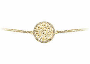 
Gold plated silver bracelet with Circle of Life design and cubic zirconia stones

