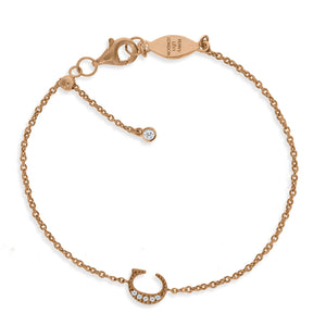 

Rose Gold Plated Initial Bracelet on Silver Chain with Cubic Zirconia Stones

