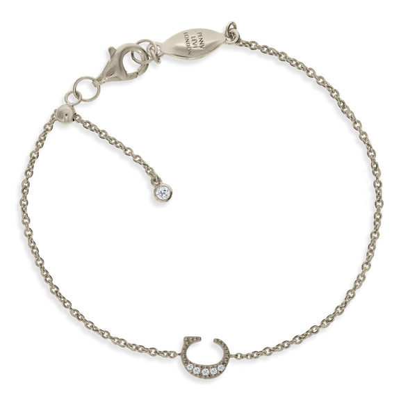 
Sterling Silver Chain Initial Bracelet with Cubic Zirconia and Sliding Size Adapter

