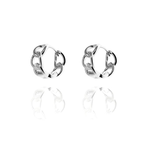 
Sterling Silver Rigid Chain Huggie Earrings

