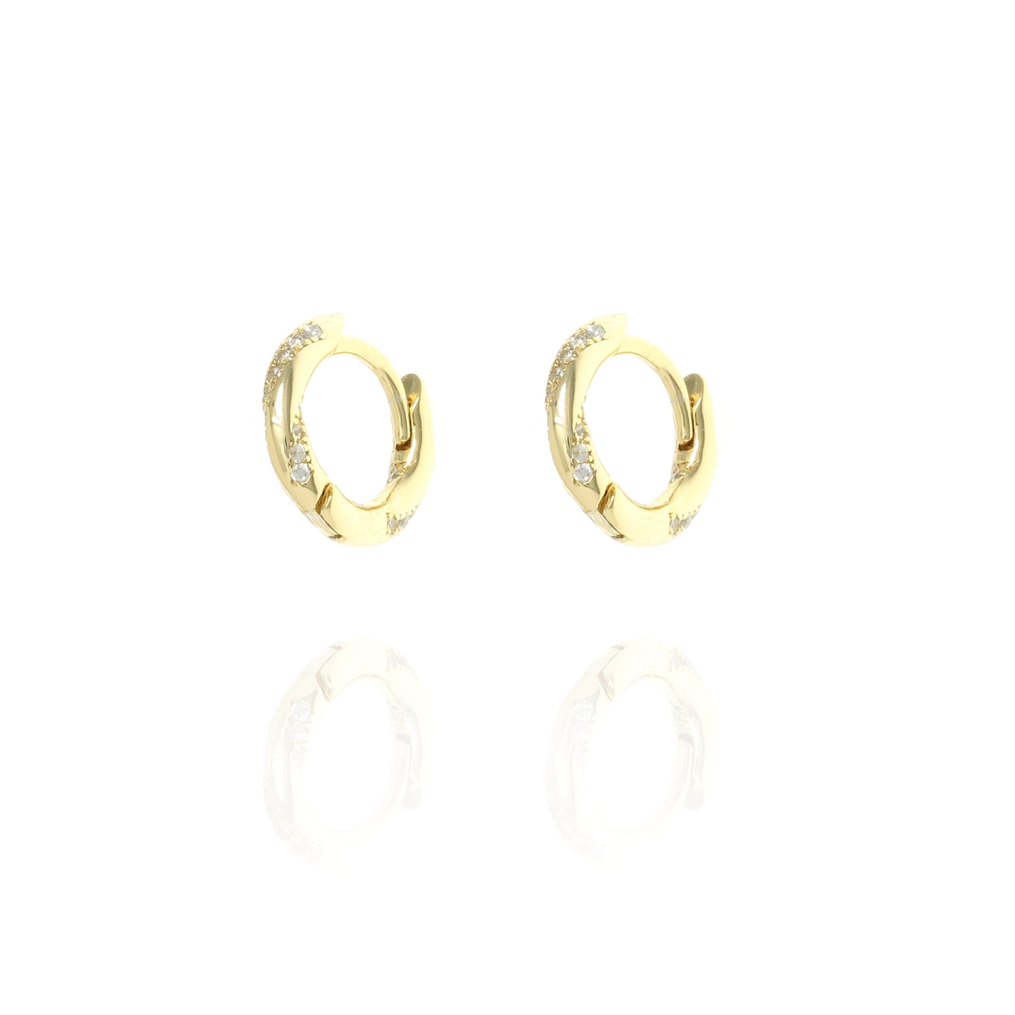 
Gold plated huggie earrings with Cubic Zirconia Decoration .

