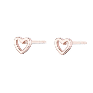 
Rose gold on silver heart stud earrings.

