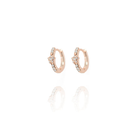 
Rose Gold Huggie Earrings with Star-Shaped Attachment and Cubic Zirconia

