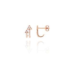 
Rose Gold Plated Double Arrow Huggie Earrings with Cubic Zirconia

