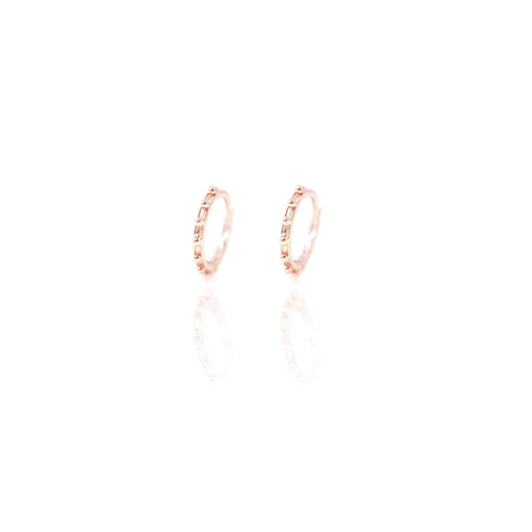 

Rose Gold Plated Silver Huggie Earrings with Gold Mounds Decoration - 10mm Diameter

