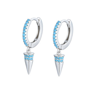 
Sterling Silver Hoop Earrings with Turquoise decoration and cone-shaped turquoise drops

