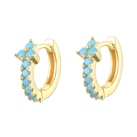 
Gold plated hoop earrings with turquoise decoration.

