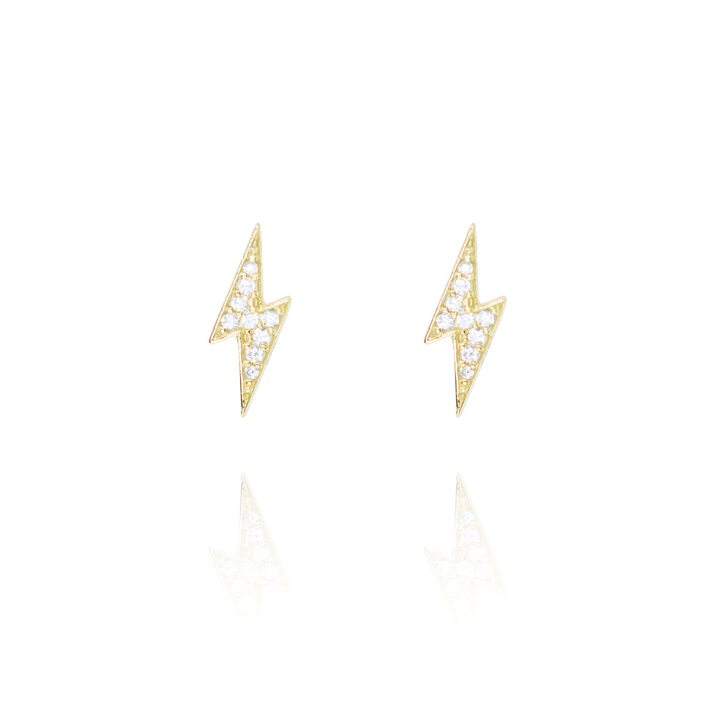 
Gold Plated Lightning Bolt Earrings with Pavé Crystals

