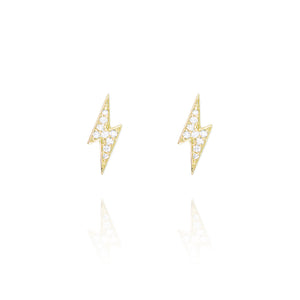 
Gold Plated Lightning Bolt Earrings with Pavé Crystals

