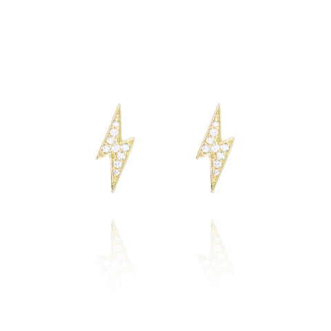 
Gold Plated Lightning Bolt Earrings with Pavé Crystals

