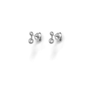 
Pair of sterling silver stud earrings with two cubic zirconia stones each.

