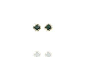 
Gold Plated Malachite Stud Earrings with Cubic Zirconia Rim

