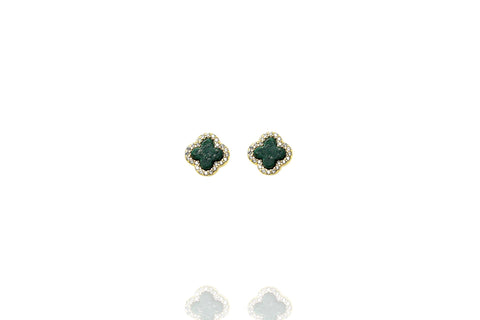 
Gold Plated Malachite Stud Earrings with Cubic Zirconia Rim

