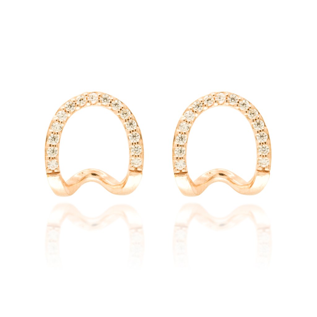 
Pair of Rose Gold Micron Plated Silver Ear Cuffs adorned with Cubic Zirconia stones

