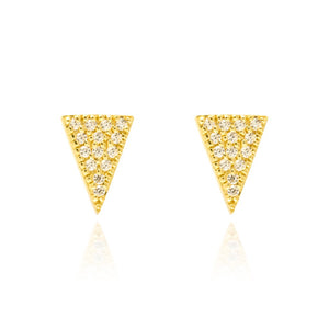 
Gold Micron Plated on Silver Pave Triangular Stud Earrings with Cubic Zirconia.

