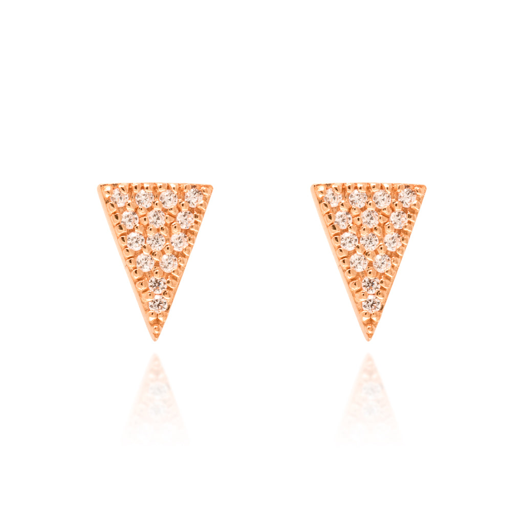 

Rose Gold Micron Plated Triangular Stud Earrings with Cubic Zirconia Stones

