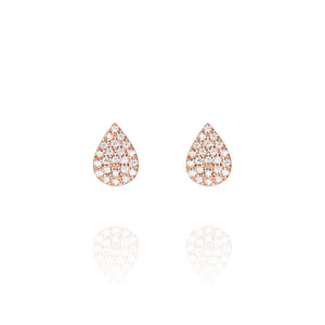 
Rose gold plated teardrop pave stud earrings with cubic zirconia stones.

