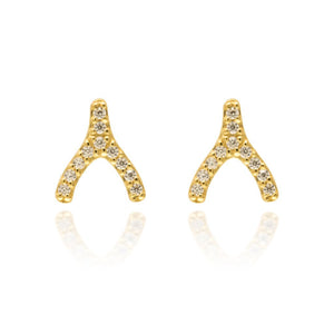 
Gold micron plated wishbone ear cuffs with cubic zirconia.

