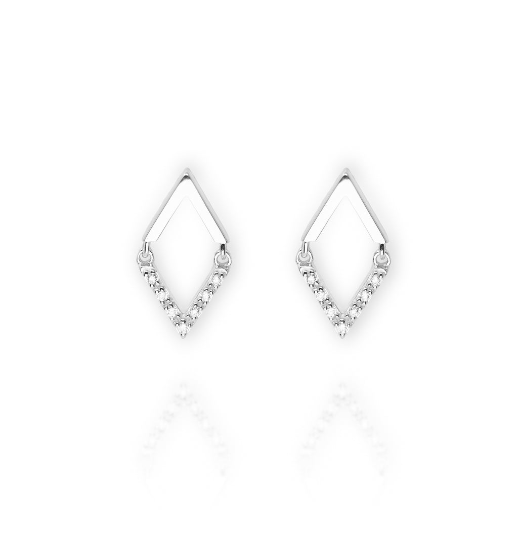 

Sterling Silver Diamond Shape Earrings with Cubic Zirconia Inlay

