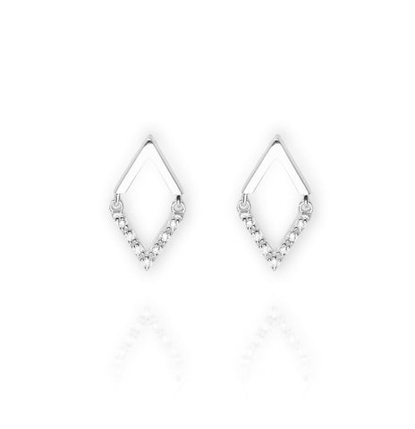 

Sterling Silver Diamond Shape Earrings with Cubic Zirconia Inlay

