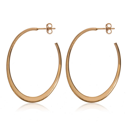 
Rose Gold Plated Silver Open Hoop Earrings - Italian Made, 3.00 cm Diameter, 4.50 cm Length

