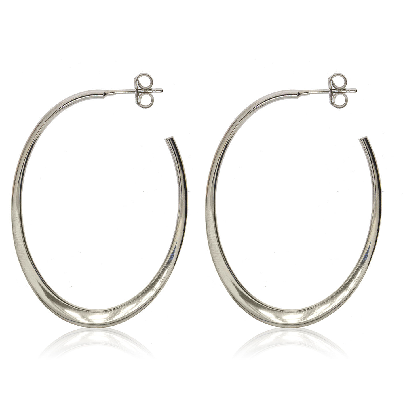 
Sterling Silver Open Hoop Earrings with a shiny finish, displayed  .

