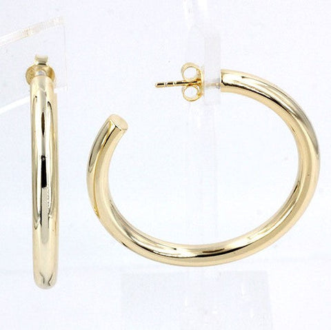 
14 Karat Gold Plated Hoop Earrings with 40mm Diameter and 4mm Width

