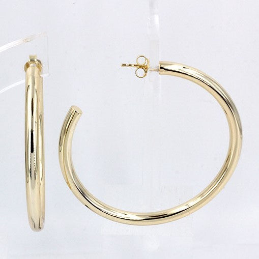 
14 karat Gold Plated Sterling Silver Hoop Earrings with 4mm Width and 55mm Diameter

