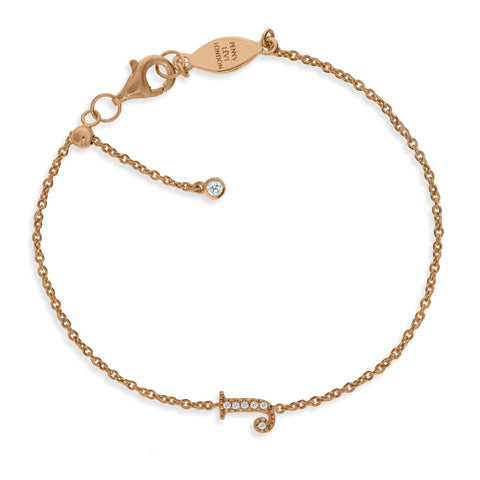 
Rose Gold-Plated Silver Chain Initial Bracelet with Micron Plating and CZ Stones

