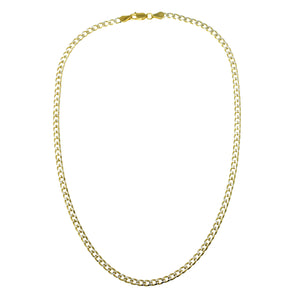 
Sterling silver necklace plated with 18kt gold, 0.3 cm width, showing a secure clasp, available in 40 cm and 45 cm lengths.

