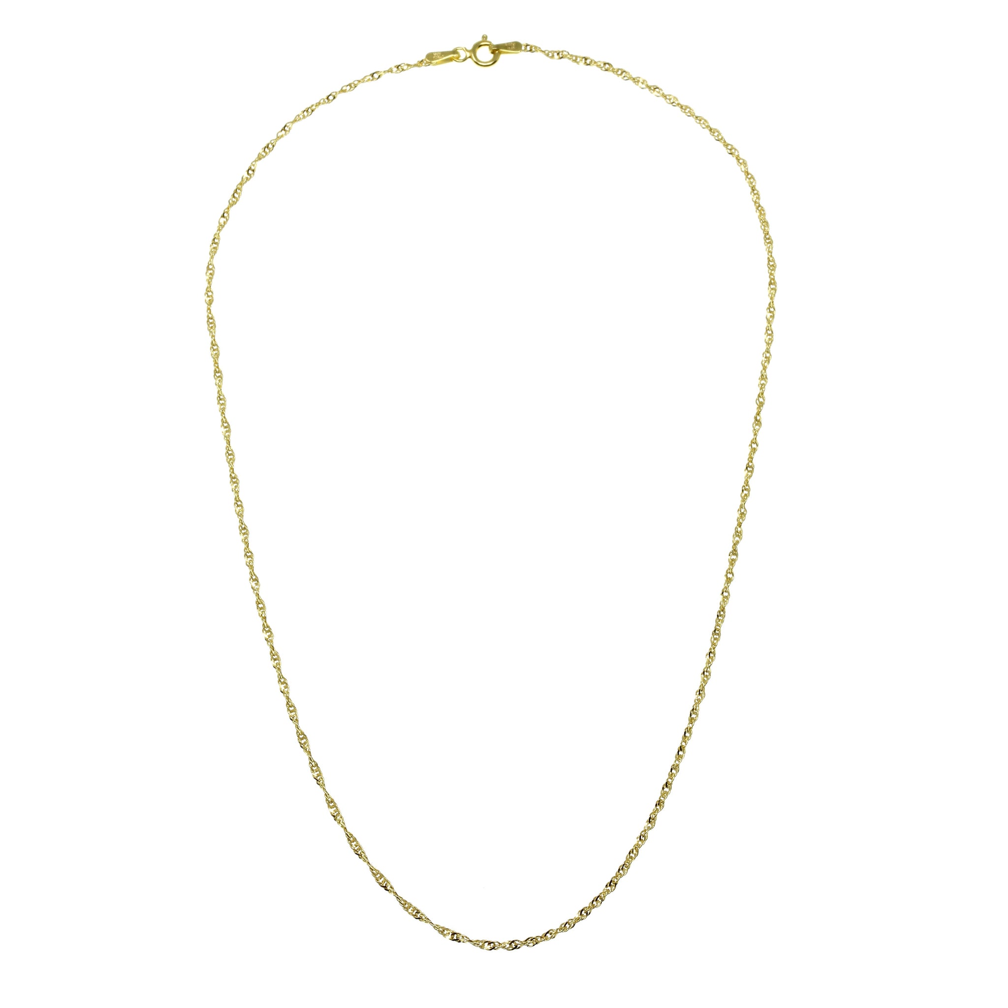 

Golden twist chain necklace with secure clasp, 45 cm in length.

