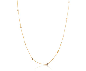 
Elegant gold-plated sterling silver chain necklace with Cubic Zirconia stones, 140 cm in length.

