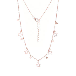 
Rose Gold Plated Star Dangle Necklace with layered chains and star charms

