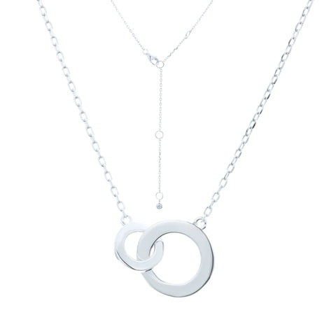 
Sterling silver intertwined circle necklace with a delicate adjustable chain.

