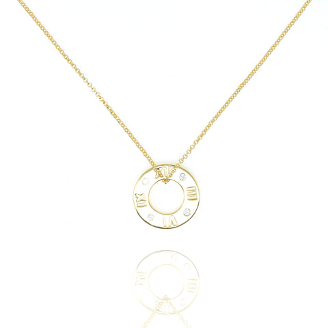 
Gold-Plated Roman Numeral Pendant Necklace with Cubic Zirconia

