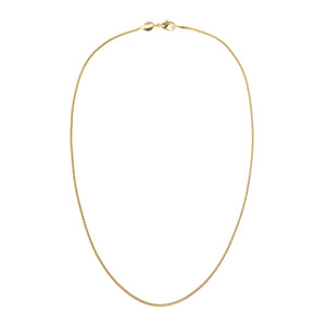 
Gold-filled boxed chain necklace with lobster claw clasp, available in 40 cm and 45 cm lengths.

