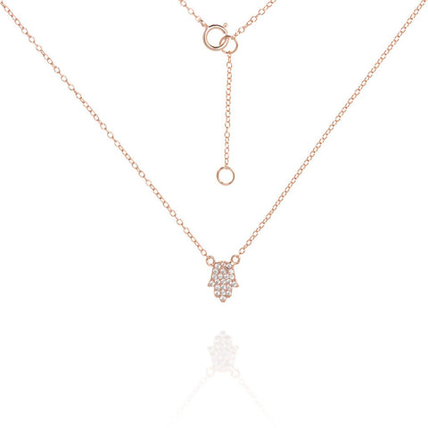 
Rose Gold-Plated Hamsa Necklace with Pavé Crystals

