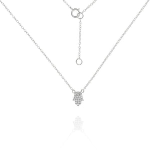 
Sterling silver chain with a sparkling Hamsa pendant.