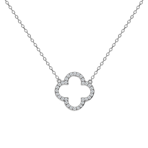 
Sterling silver chain necklace with CZ pave clover charm

