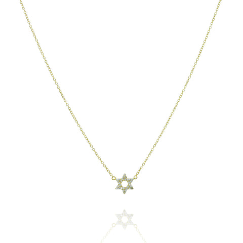 
Gold-plated silver necklace with pavé Star of David pendant on delicate chain

