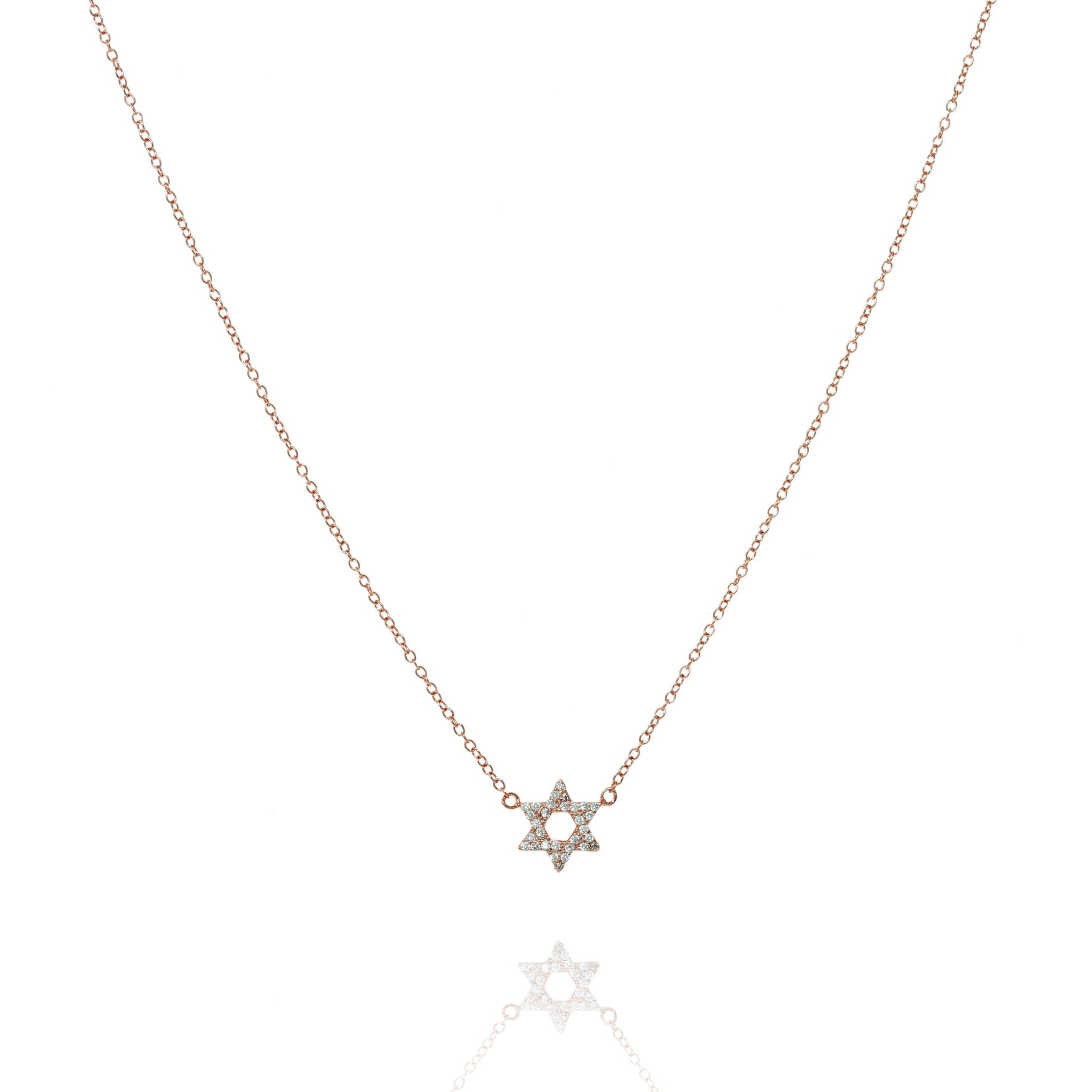 
Rose gold plated chain necklace with a dainty pavé Star of David pendant

