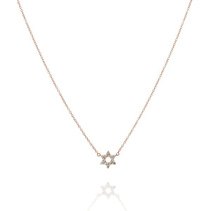 
Rose gold plated chain necklace with a dainty pavé Star of David pendant

