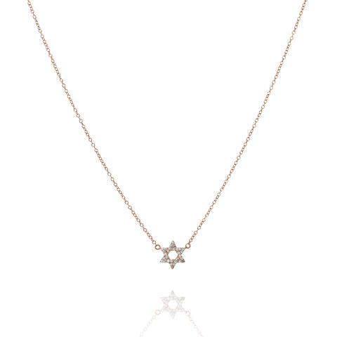 
Rose gold plated chain necklace with a dainty pavé Star of David pendant

