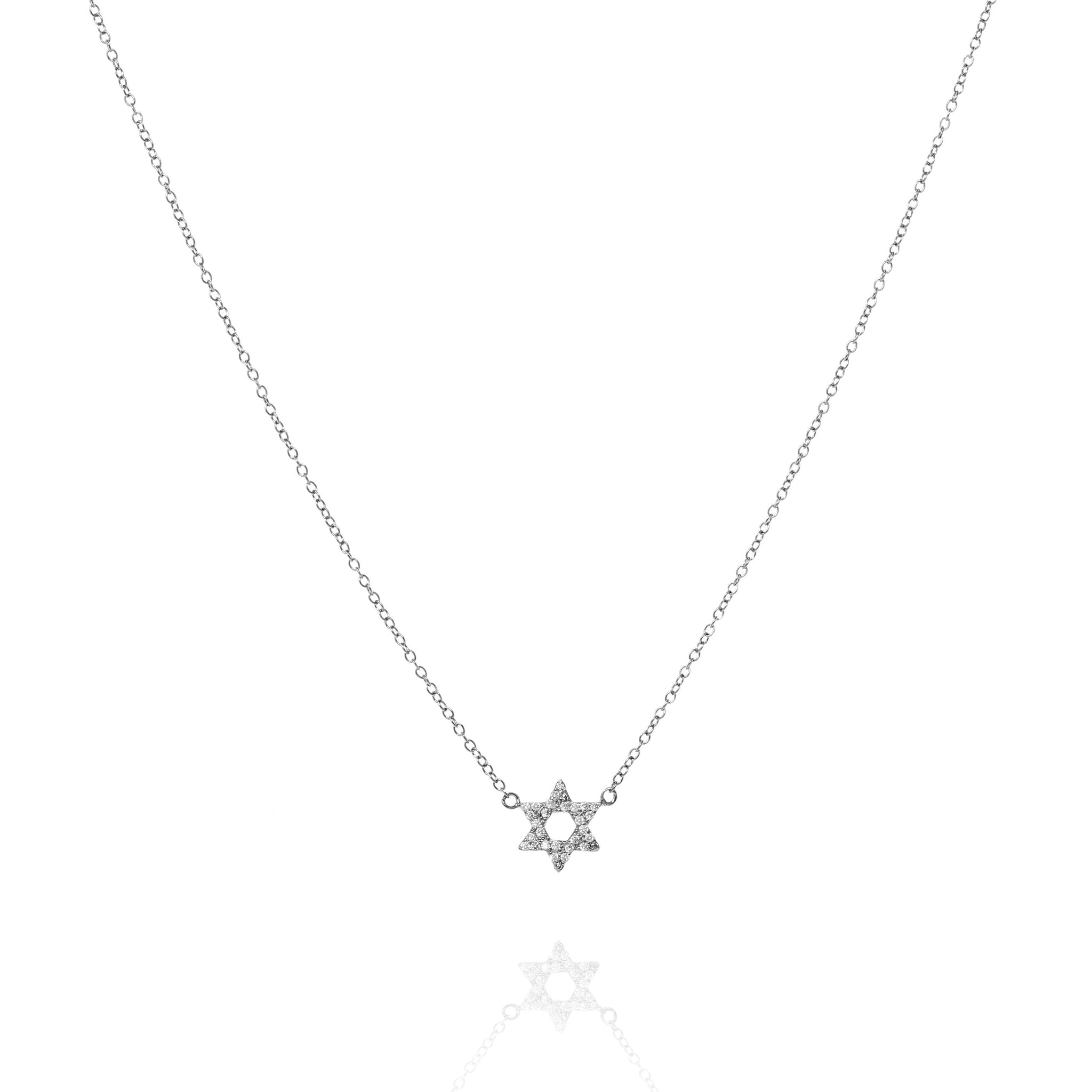 
Sterling silver chain with pave Star of David pendant

